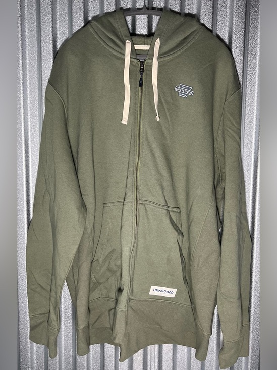 Life Is Good Other - Life Is Good Olive Zip-Up Hoodie with Cream Drawstrings 2X NWT